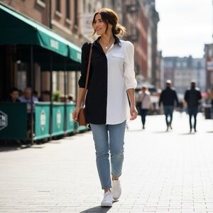 Fashion Nova Two-Tone Button Down Shirt